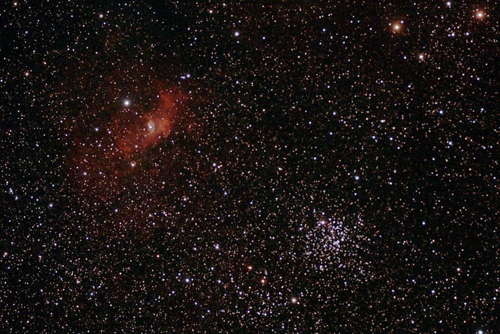 The M52 cluster and the Bubble Nebula