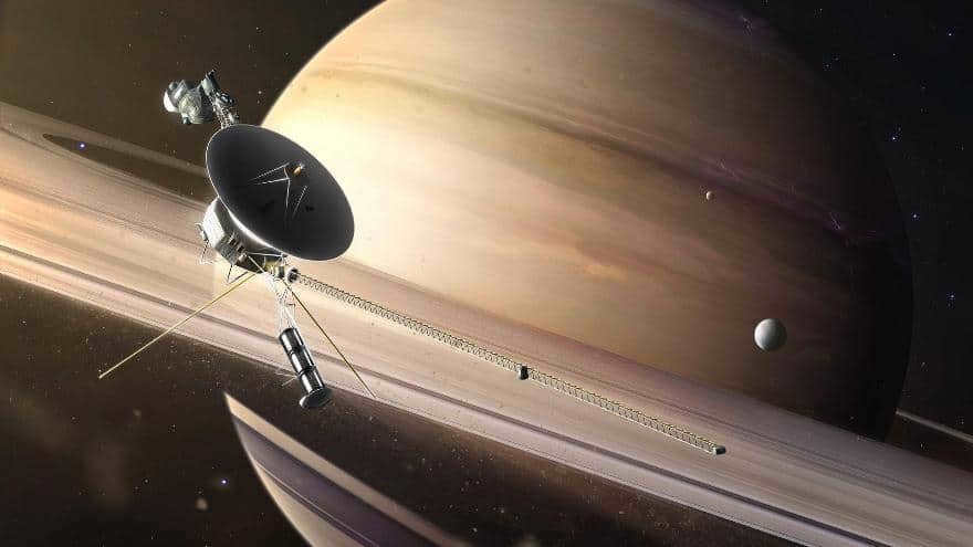 Voyager 1 arrives at Saturn and its moon family