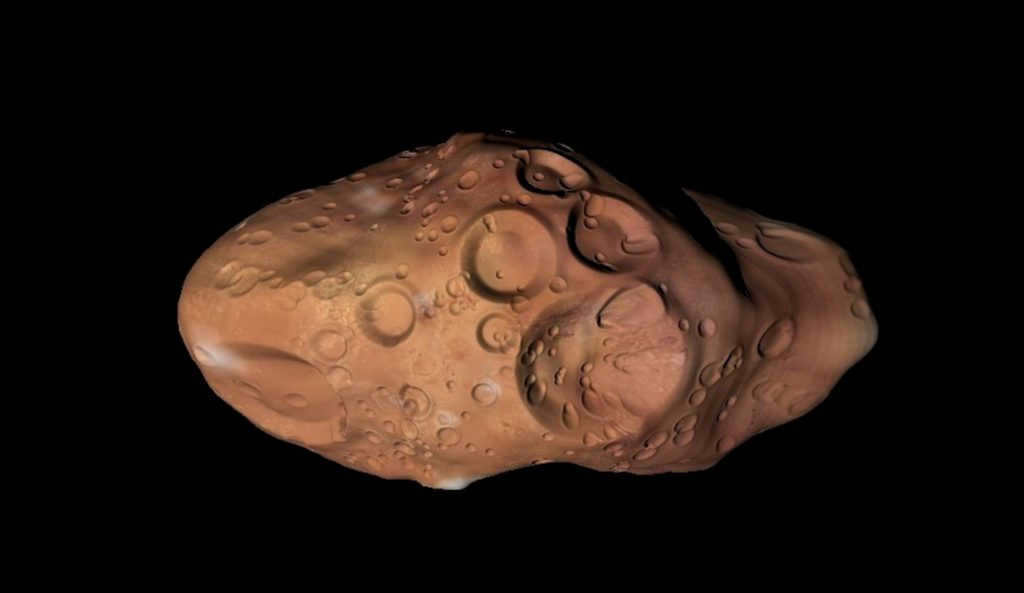 Almathea, a satellite of Jupiter.