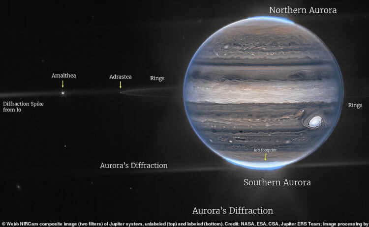 Ghost planet. Just look at this beauty! In front of us Jupiter and its immediate surroundings. Photo.