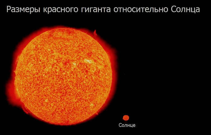 Красный гигант и солнце