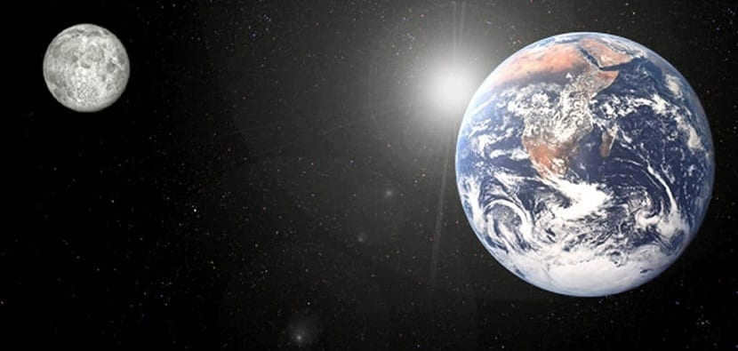 The moon and the earth