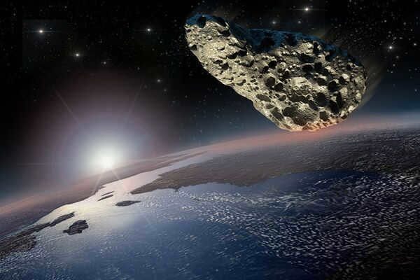 Asteroid over the Earth