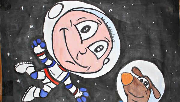 Drawings by students of the Open Space Lyceum in Simferopol for the Day of Cosmonautics.