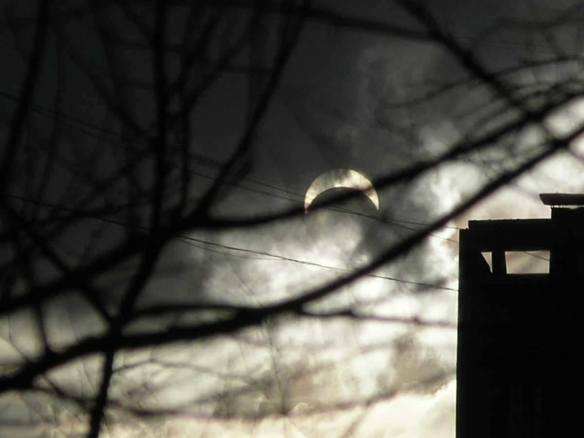 Photographs taken by amateur astronomers of the solar eclipse: