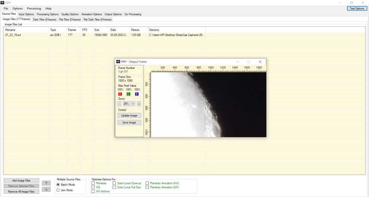 PIPP interface. In the small window you can see that the video was not of outstanding quality
