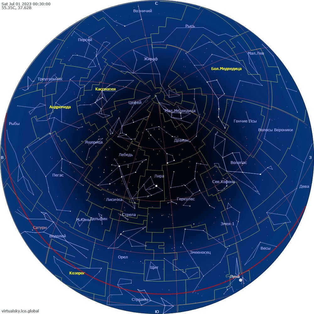 Starry sky over Moscow, July 1, 2023