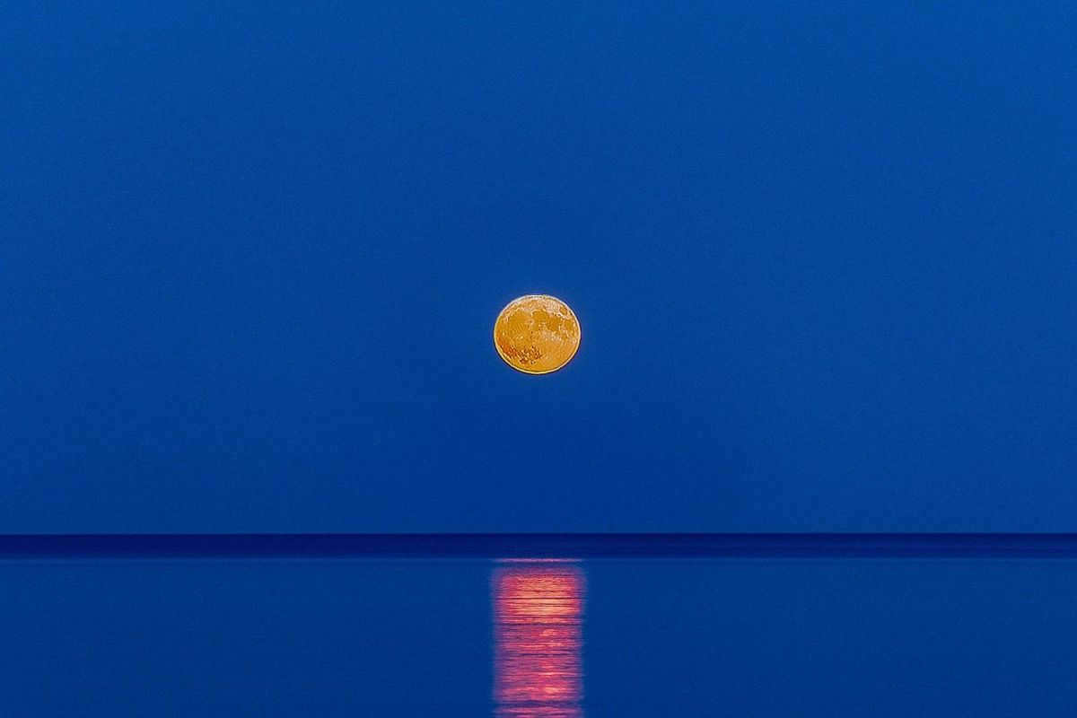 Moonrise over the sea. Filmed in Feodosia