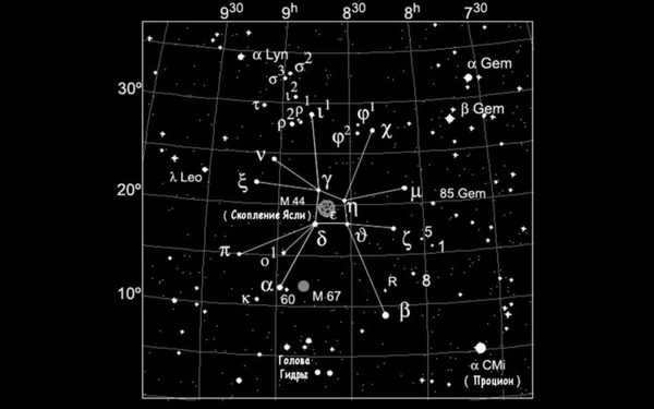 Map of the constellation of Cancer