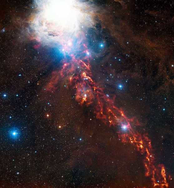 Combined image of the star-forming region of the Orion Nebula