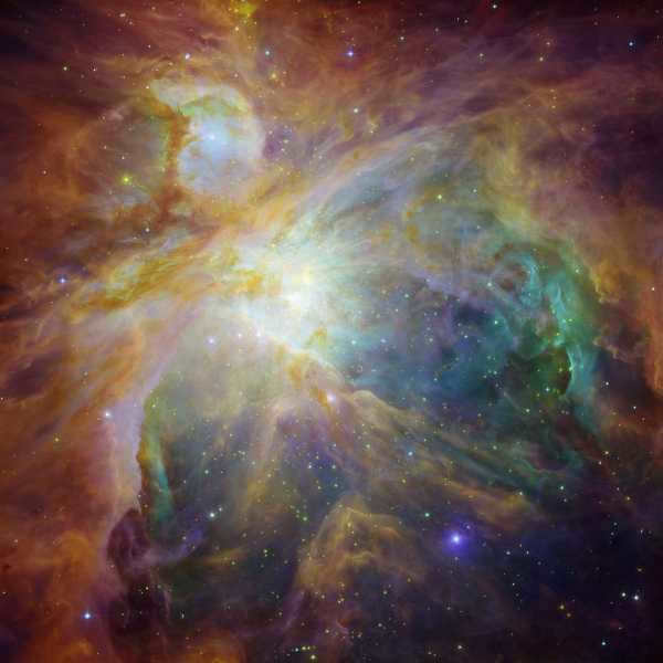 Combined image in infrared, ultraviolet and visible light range