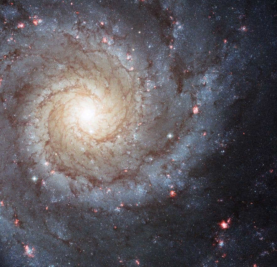 Messier spiral galaxy of type 74 grand design imaged by the Hubble Space Telescope.