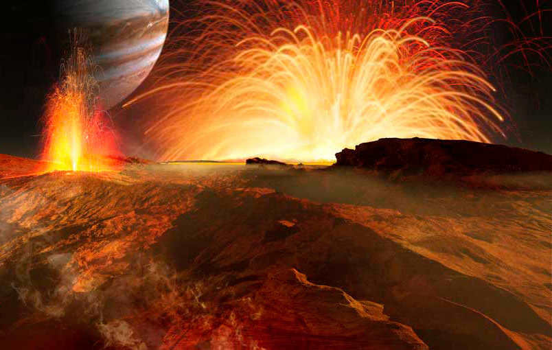 Io is a mysterious satellite of Jupiter, home to volcanoes and auroras