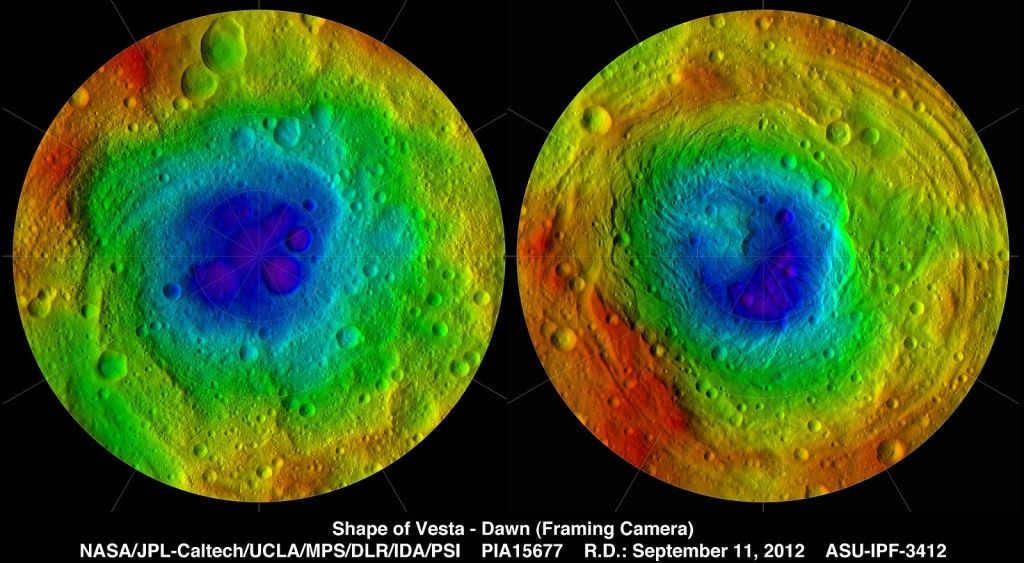 Topographic map of the asteroid Vesta.
