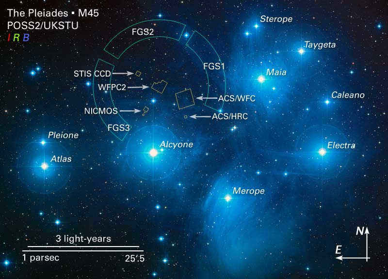M45 Pleiades star map