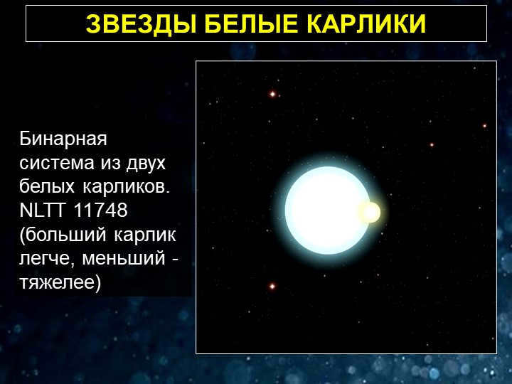WHITE CARLIKE STARSBinary system of two white dwarfs. NLTT 11748 (bo. 