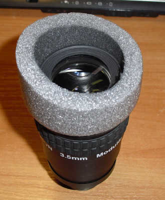 Homemade eyecup made of pipe insulation.