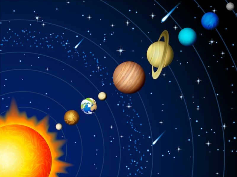 The universe for kids with the solar system