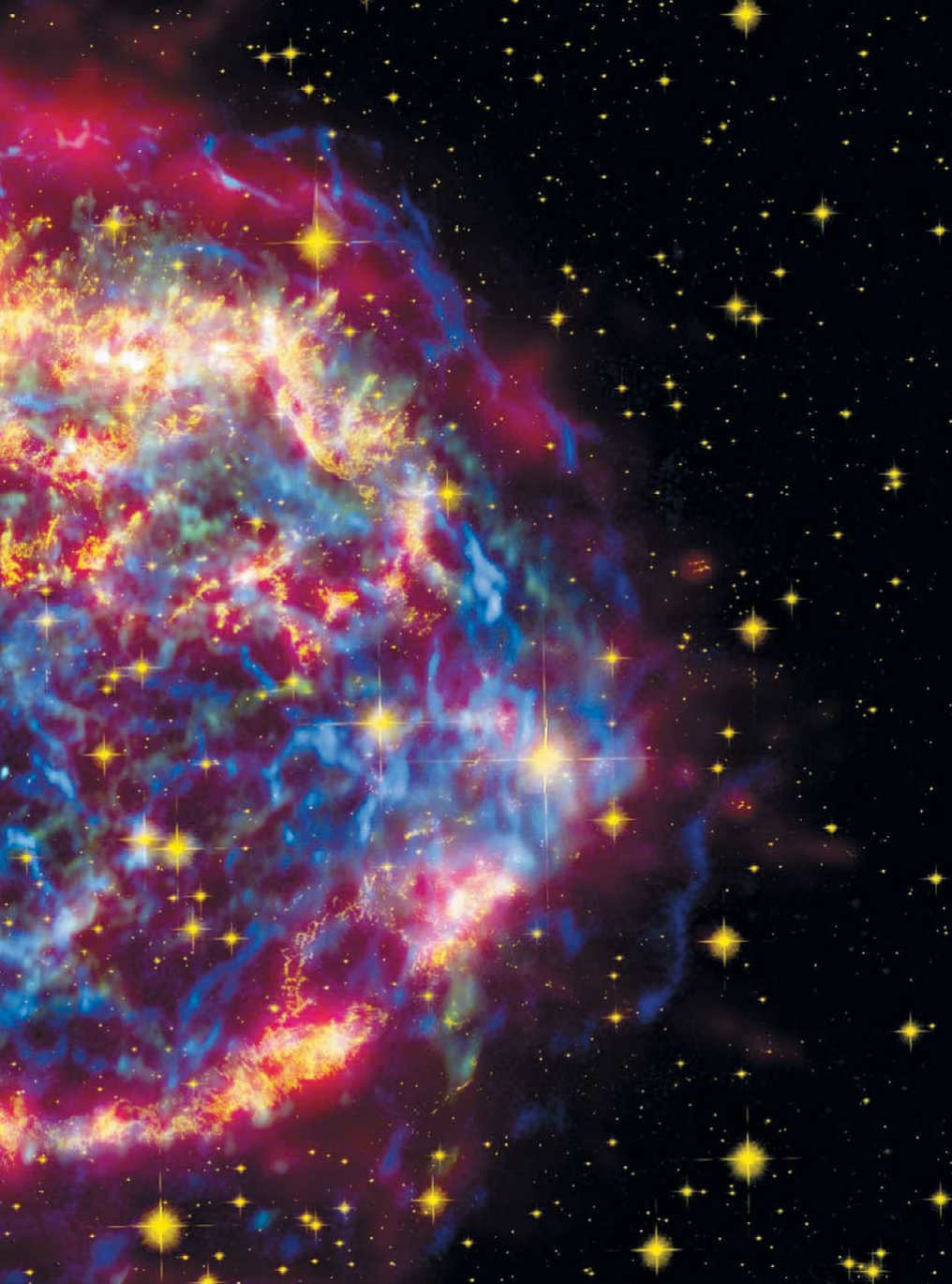 The Cassiopeia A supernova remnant in artificial colors