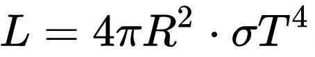 Formula for the luminosity of a star