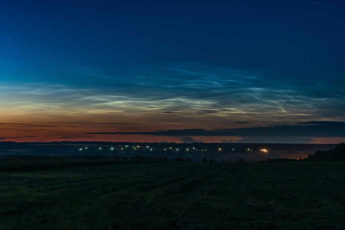 Silver clouds like an ocean in the sky. The photo was taken on August 1. Chuvashia Silver clouds, Sky, Landscape, Chuvashia, Field, Horizon, Night, Village, August, Long post