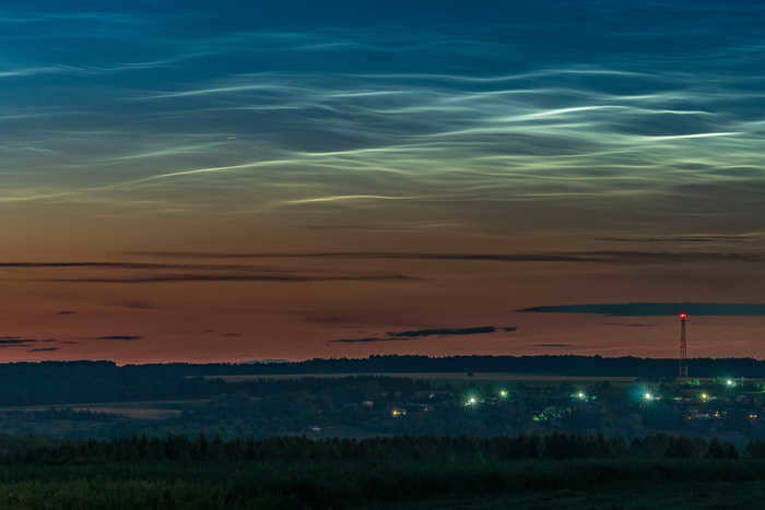 Silver clouds like an ocean in the sky. Filmed on August 1. Chuvashia Silver clouds, Sky, Landscape, Chuvashia, Field, Horizon, Night, Village, August, Longpost
