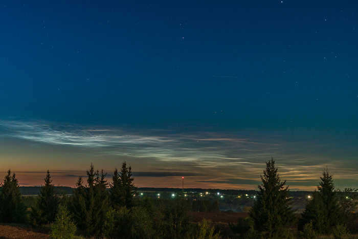 Silver clouds like an ocean in the sky. Filmed on August 1. Chuvashia Silver clouds, Sky, Landscape, Chuvashia, Field, Horizon, Night, Village, August, Long post
