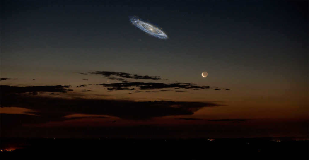 The Andromeda Nebula and the Moon