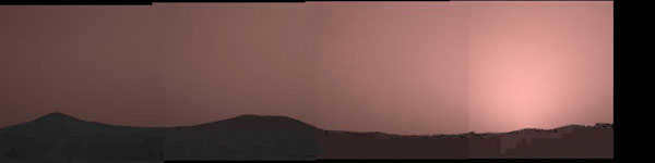 The first minute after sunset on Mars.