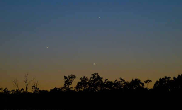 Mercury, Venus and Jupiter in the night sky