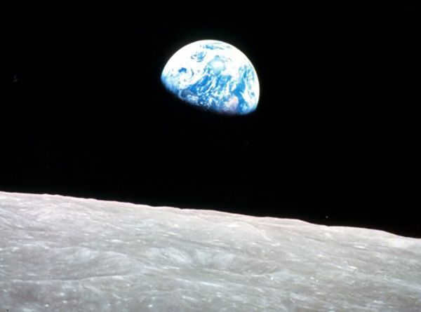 Planet Earth from the surface of its satellite