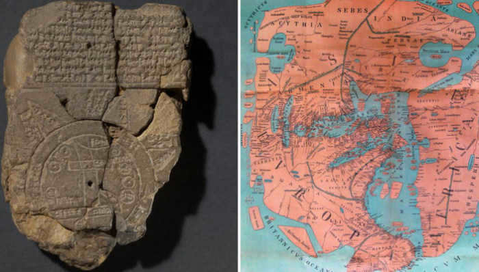 Ancient geographical maps of the strangest shapes.