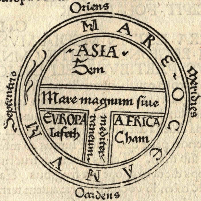 Schematic and accessible: T - sea, O - ocean. Historians call this type of maps "T-O". /Photo:noosphere.ru/.