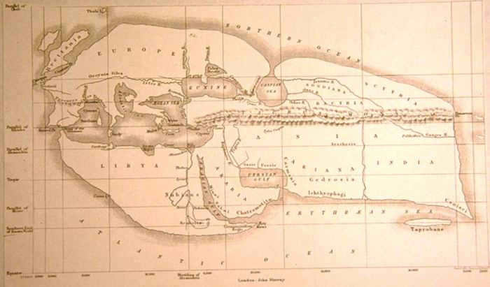 Scientists believe that Eratosthenes' map looked like this. /Photo:.blogspot.com