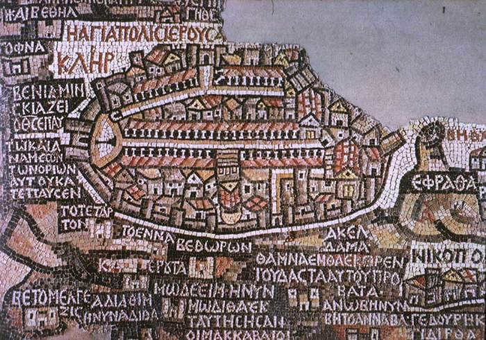 A beautiful and informative mosaic map from Madaba. /Photo:wikipedia.org