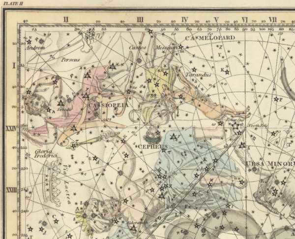 Drawing of Cassiopeia from an ancient star atlas