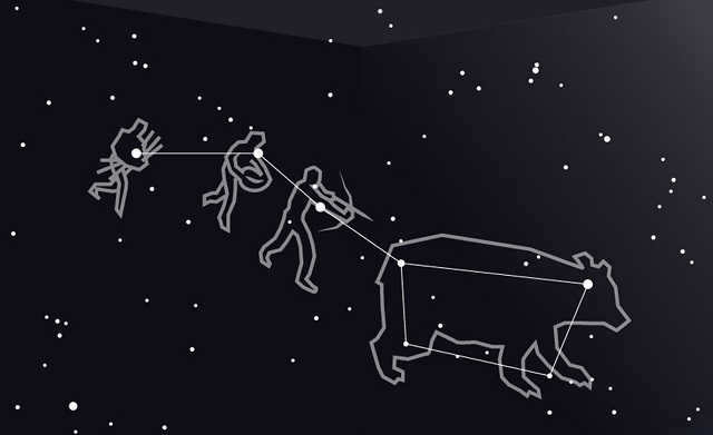 Three hunters chasing a bull
