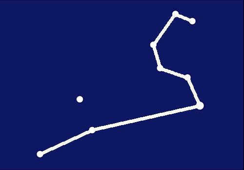How to draw a lion constellation - Step 3 - connect the bottom three points