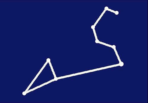 How to draw a lion constellation - Step 4 - connect the last point.
