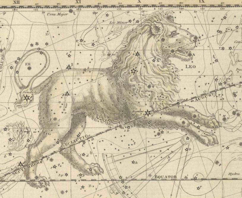 An image of Leo from an ancient sky atlas