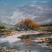 Landscape - painting on mirror.