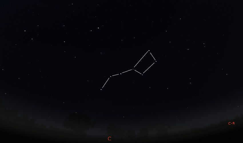 The dipper of the Big Dipper in the fall at midnight