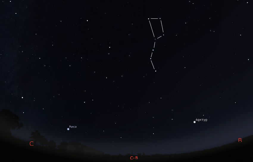 the Big Dipper in the fall sky in the morning