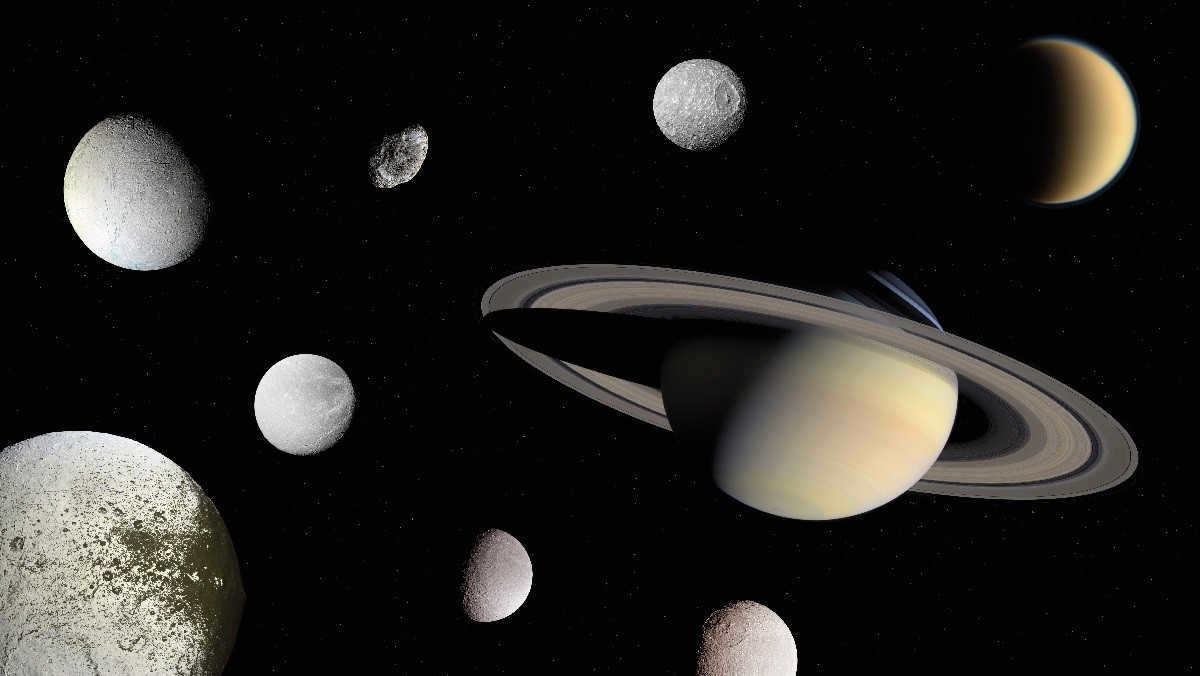 Saturn and its satellites