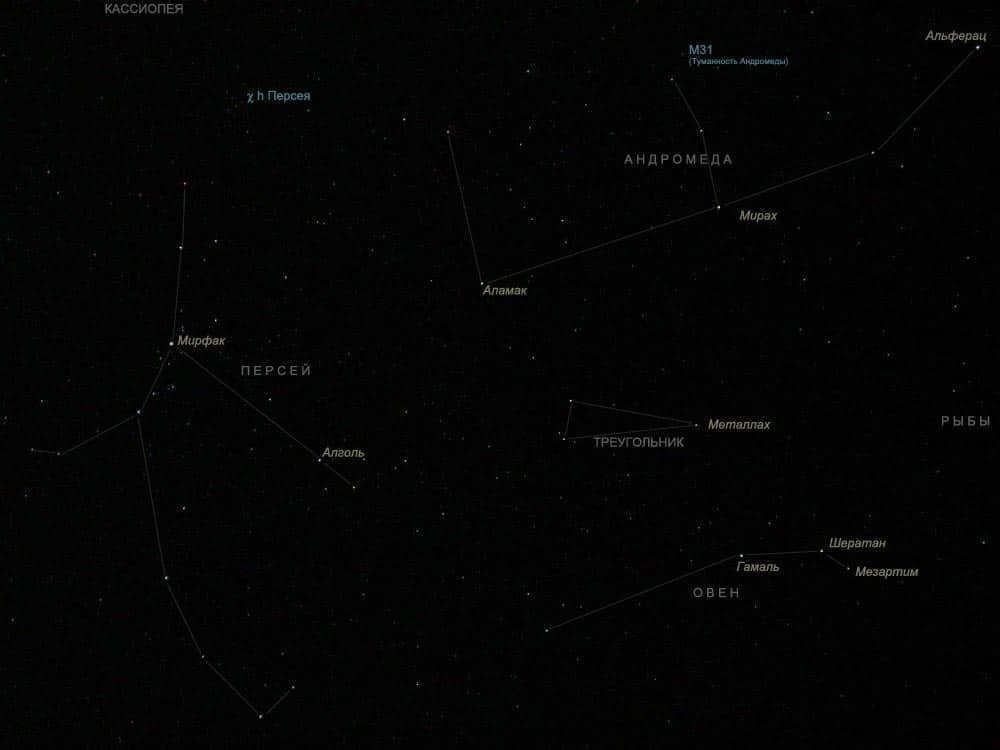 Map of the constellation Andromeda