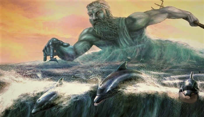 Poseidon and dolphins (image)
