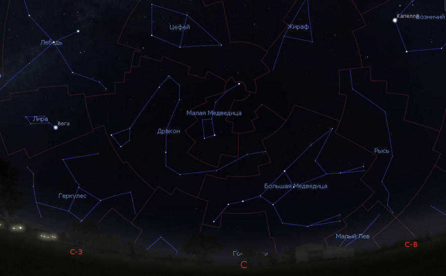 The constellation of the Little Bear in the sky.
