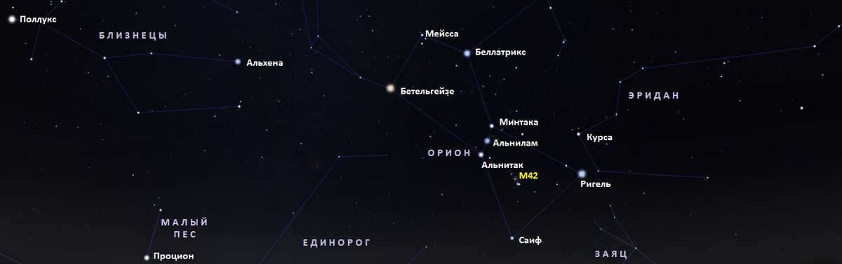 Orion constellation: where located, history of discovery, characterization of large stars
