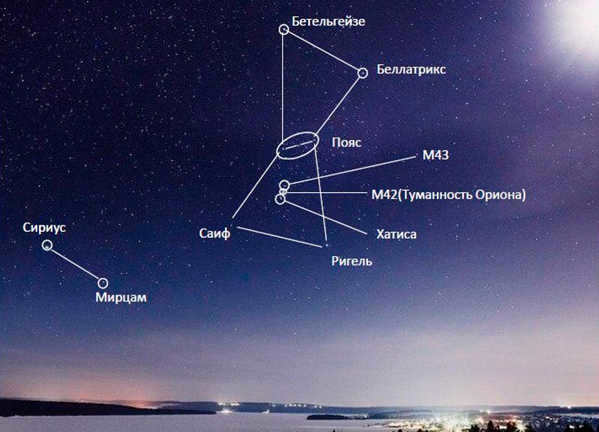 Orion constellation: where located, history of discovery, characterization of large stars
