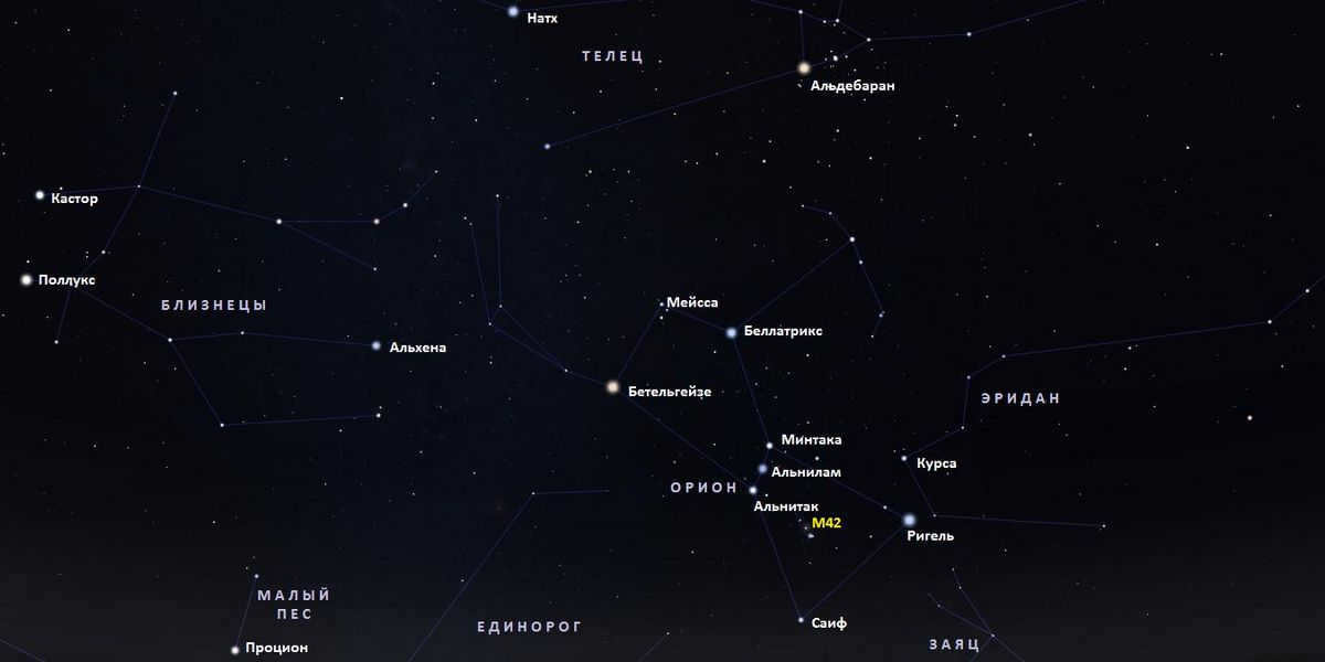 The main stars of the constellation Orion
